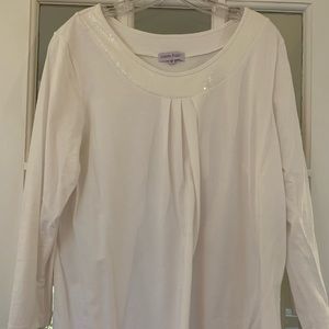 White cotton sequin top